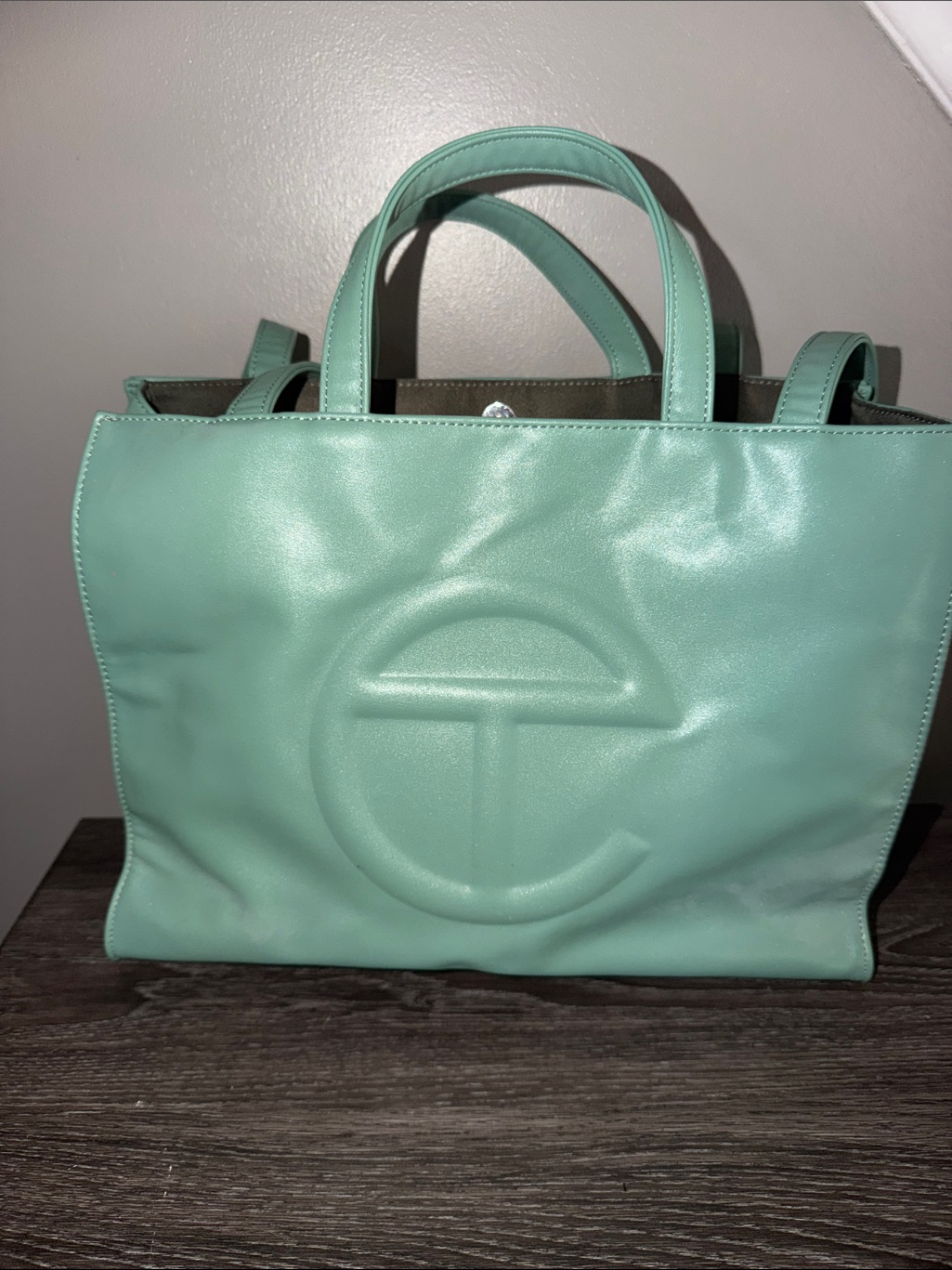 Telfar Mint Green Leather Shopping Tote